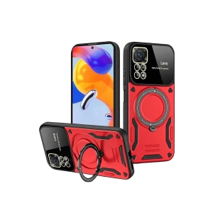 Mey İthalat®  Realme 11 Pro Plus Joy Lens Standlı Kapak - Kırmızı