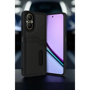 Mey İthalat®  Realme 12 Lite Kılıf Sara Kartvizitli Deri Kılıf - Kırmızı