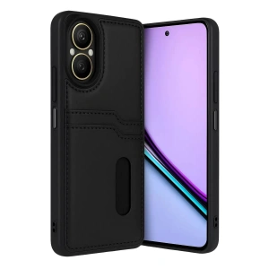 Mey İthalat®  Realme 12 Lite Kılıf Sara Kartvizitli Deri Kılıf - Siyah