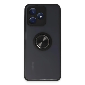 Mey İthalat® Realme C53 Kılıf Montreal Yüzüklü Silikon Kapak - Siyah