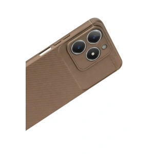 Mey İthalat®  Realme C61 Kılıf Auto Focus Karbon Kapak - Kahverengi