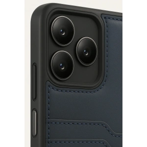 Mey İthalat®  Realme Note 50 4G Kılıf Sara Kartvizitli Deri Kılıf - Lacivert