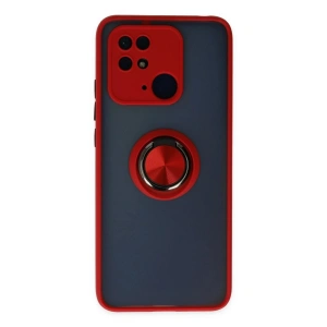 Mey İthalat®   Redmi 10C Kılıf Montreal Yüzüklü Silikon Kapak - Kırmızı