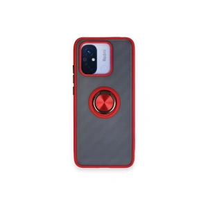 Mey İthalat®   Redmi 12C Kılıf Montreal Yüzüklü Silikon Kapak - Kırmızı