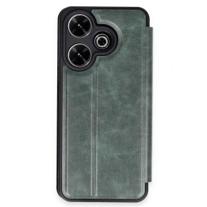 Mey İthalat®   Redmi 13 4G Kılıf Flip Cover - Koyu Yeşil