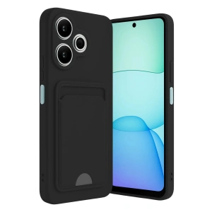 Mey İthalat®   Redmi 13 4G Kılıf Kelvin Kartvizitli Silikon - Siyah