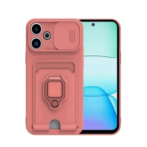 Mey İthalat®   Redmi 13 4G Kılıf Zuma Kartvizitli Yüzüklü Silikon - Pembe