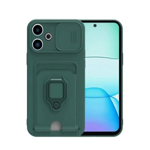 Mey İthalat®   Redmi 13 4G Kılıf Zuma Kartvizitli Yüzüklü Silikon - Yeşil