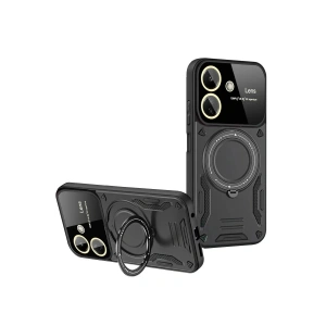 Mey İthalat®   Redmi 13C Kılıf Joy Lens Standlı Kapak - Siyah