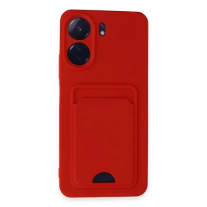 Mey İthalat®   Redmi 13C Kılıf Kelvin Kartvizitli Silikon - Kırmızı