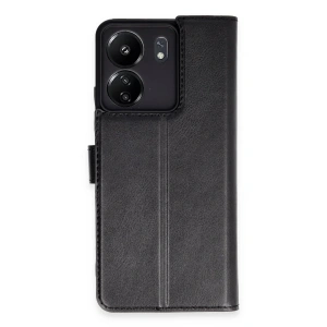 Mey İthalat®   Redmi 13C Kılıf Trend S Plus Kapaklı Kılıf - Siyah