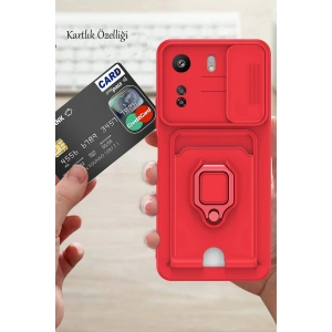 Mey İthalat®   Redmi 13C Kılıf Zuma Kartvizitli Yüzüklü Silikon - Yeşil