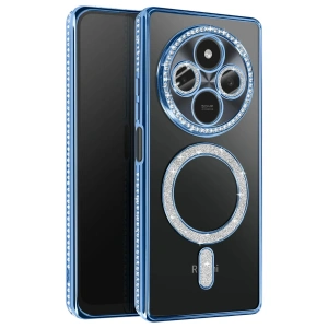 Mey İthalat®   Redmi 14C Joke Simli Magneticsafe Kılıf - Mavi
