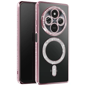 Mey İthalat®   Redmi 14C Joke Simli Magneticsafe Kılıf - Pembe