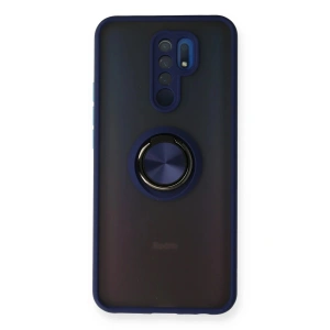 Mey İthalat®   Redmi 9 Kılıf Montreal Yüzüklü Silikon Kapak - Lacivert