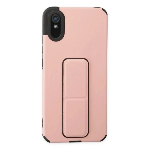 Mey İthalat®   Redmi 9A Kılıf Mega Standlı Silikon - Pudra