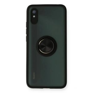 Mey İthalat®   Redmi 9A Kılıf Montreal Yüzüklü Silikon Kapak - Siyah