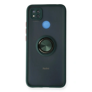 Mey İthalat®   Redmi 9C Kılıf Montreal Yüzüklü Silikon Kapak - Yeşil