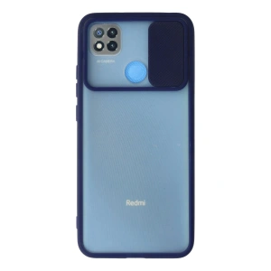 Mey İthalat®   Redmi 9C Kılıf Palm Buzlu Kamera Sürgülü Silikon - Lacivert