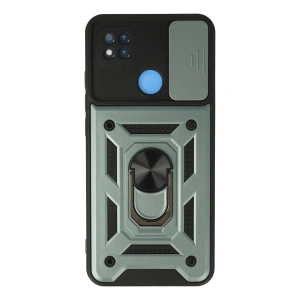 Mey İthalat® Redmi 9C Kılıf Pars Lens Yüzüklü Silikon - Yeşil