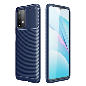 Mey İthalat® Redmi 9T Kılıf Auto Focus Karbon Kapak - Lacivert