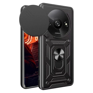 Mey İthalat®   Redmi A3 4G Kılıf Pars Lens Yüzüklü Silikon - Siyah
