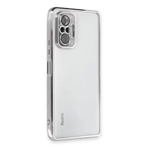 Mey İthalat®   Redmi Note 10 Pro Kılıf  Lensli Silikon - Gümüş