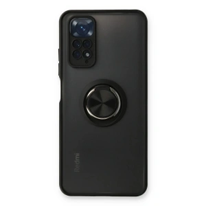 Mey İthalat®   Redmi Note 11 Kılıf Montreal Yüzüklü Silikon Kapak - Siyah