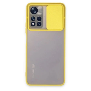 Mey İthalat®   Redmi Note 11 Pro Plus 5G Kılıf Palm Buzlu Kamera Sürgülü Silikon - Sarı