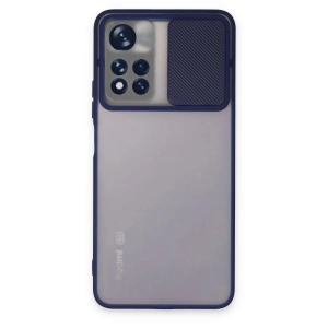 Mey İthalat®   Redmi Note 11T Kılıf Palm Buzlu Kamera Sürgülü Silikon - Lacivert