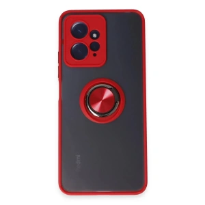 Mey İthalat®   Redmi Note 12 4G Kılıf Montreal Yüzüklü Silikon Kapak - Kırmızı