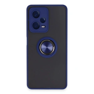 Mey İthalat®   Redmi Note 12 5G Kılıf Montreal Yüzüklü Silikon Kapak - Lacivert