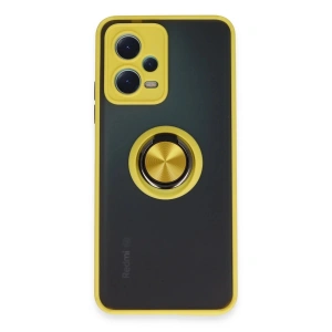 Mey İthalat®   Redmi Note 12 5G Kılıf Montreal Yüzüklü Silikon Kapak - Sarı