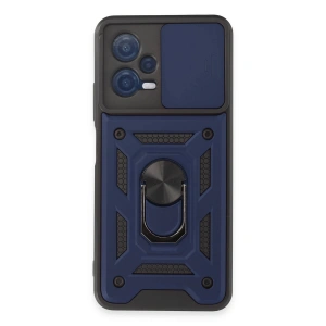 Mey İthalat®   Redmi Note 12 5G Kılıf Pars Lens Yüzüklü Silikon - Lacivert