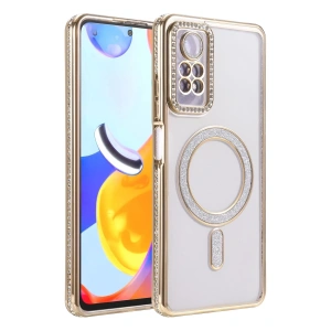 Mey İthalat®   Redmi Note 12 Pro 4G Joke Simli Magneticsafe Kılıf - Gold