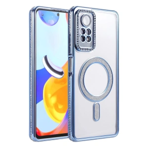 Mey İthalat®   Redmi Note 12 Pro 4G Joke Simli Magneticsafe Kılıf - Mavi