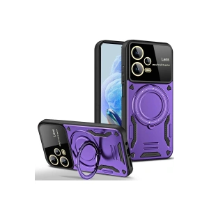 Mey İthalat®   Redmi Note 12 Pro 5G Kılıf Joy Lens Standlı Kapak - Mor