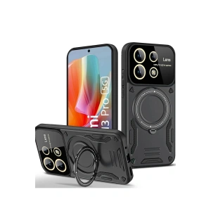 Mey İthalat®   Redmi Note 13 Pro 4G Kılıf Joy Lens Standlı Kapak - Siyah