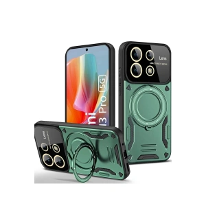 Mey İthalat®   Redmi Note 13 Pro 5G Kılıf Joy Lens Standlı Kapak - Koyu Yeşil