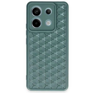 Mey İthalat®   Redmi Note 13 Pro 5G Kılıf Petek Silikon Kapak - Koyu Yeşil