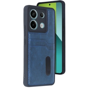 Mey İthalat®   Redmi Note 13 Pro 5G Kılıf Sara Kartvizitli Deri Kılıf - Lacivert
