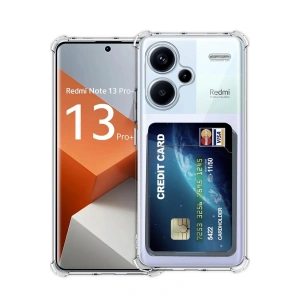 Mey İthalat®   Redmi Note 13 Pro Plus Kılıf Kart Şeffaf Silikon - Şeffaf