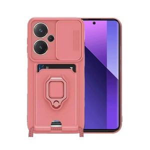Mey İthalat®   Redmi Note 13 Pro Plus Kılıf Zuma Kartvizitli Yüzüklü Silikon - Pembe