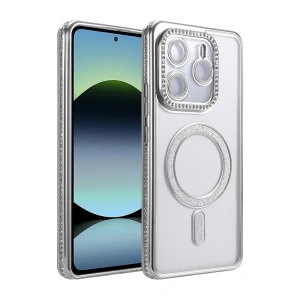 Mey İthalat®   Redmi Note 14 4G Joke Simli Magneticsafe Kılıf - Gümüş