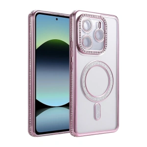 Mey İthalat®   Redmi Note 14 4G Joke Simli Magneticsafe Kılıf - Pembe