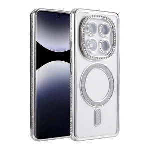 Mey İthalat®   Redmi Note 14 Pro 5G Joke Simli Magneticsafe Kılıf - Gümüş