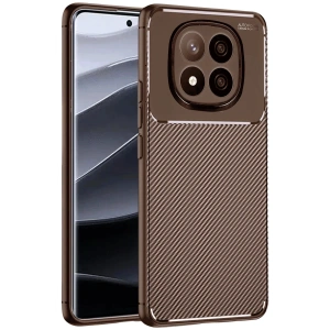 Mey İthalat®   Redmi Note 14 Pro Plus Kılıf Auto Focus Karbon Kapak - Kahverengi