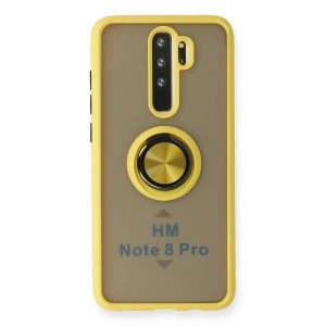 Mey İthalat®   Redmi Note 8 Pro Kılıf Montreal Yüzüklü Silikon Kapak - Sarı