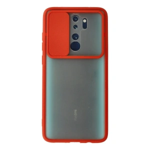 Mey İthalat®   Redmi Note 8 Pro Kılıf Palm Buzlu Kamera Sürgülü Silikon - Kırmızı