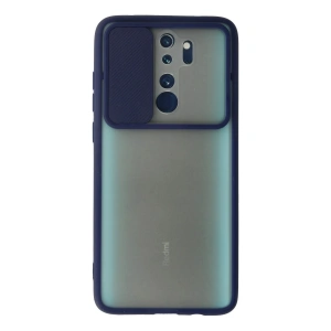 Mey İthalat®   Redmi Note 8 Pro Kılıf Palm Buzlu Kamera Sürgülü Silikon - Lacivert